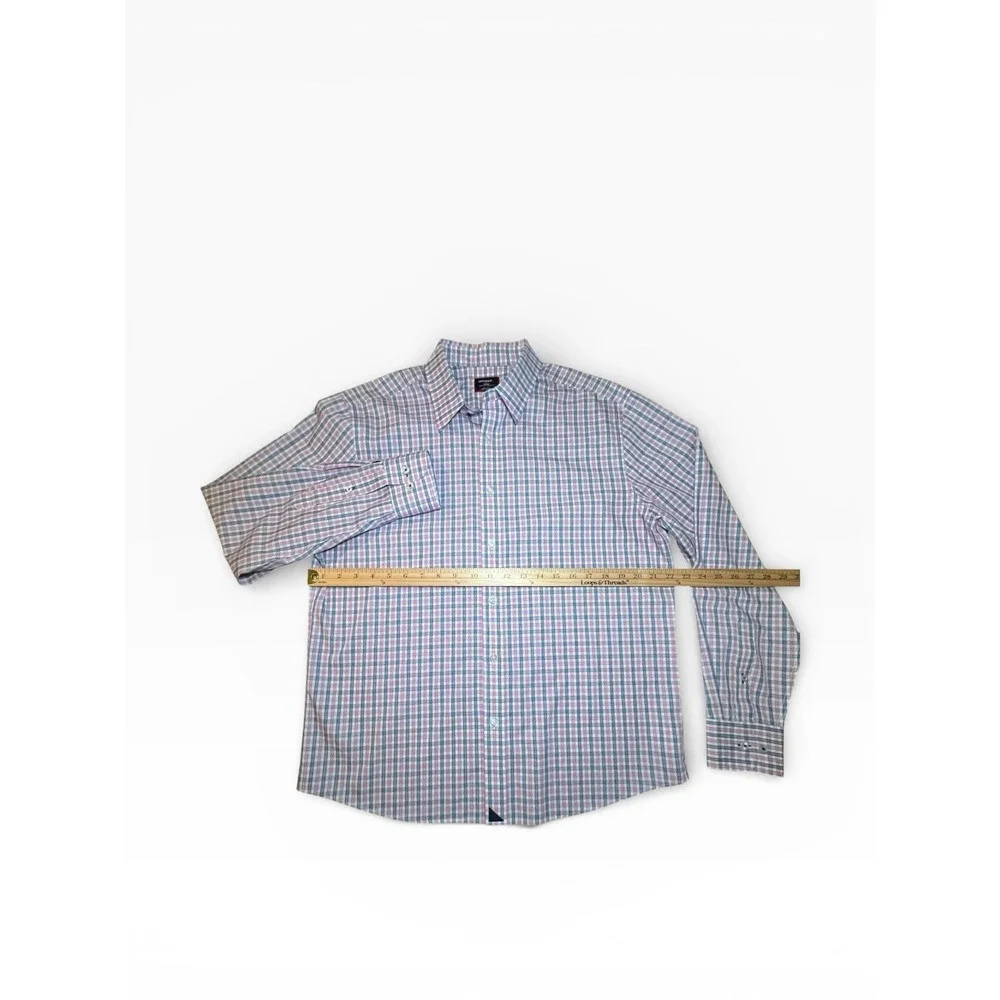 Untuckit Reg Fit Wrinkle Free Mens Large‎ Blue Pink Check Button Up Long Sleeve